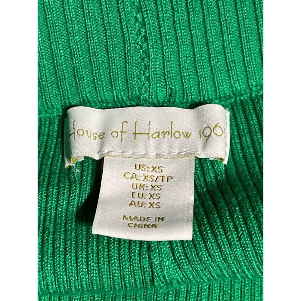 House Of Harlow 1960 Womens Ribbed Flare Pants XS Green Casual Boho READ FLAW - Picture 7 of 8